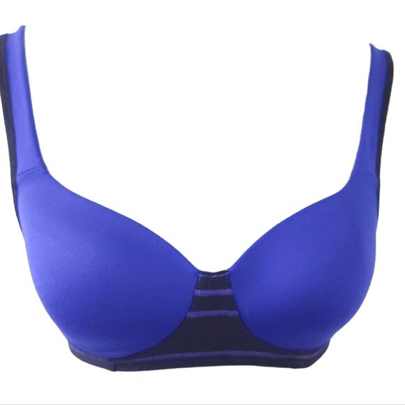 Lily of France Wirefree Sports Bra 34A Purple Black Wirefree Athletic Bra - Picture 1 of 4